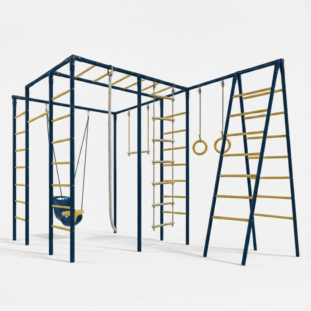 Детская площадка для дачи ЧЕ-СПОРТ Классик 1-5Л колор качели 2в1 белый фон RAL 5003 БЕЛЫЙ ФОН