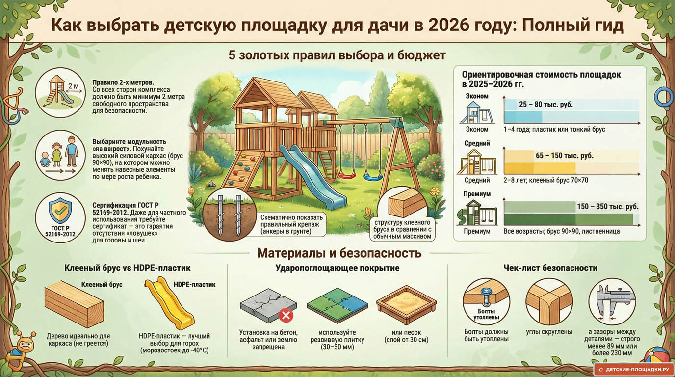 Как выбрать детскую площадку для дачи в 2026 году: полный гид по материалам и безопасности