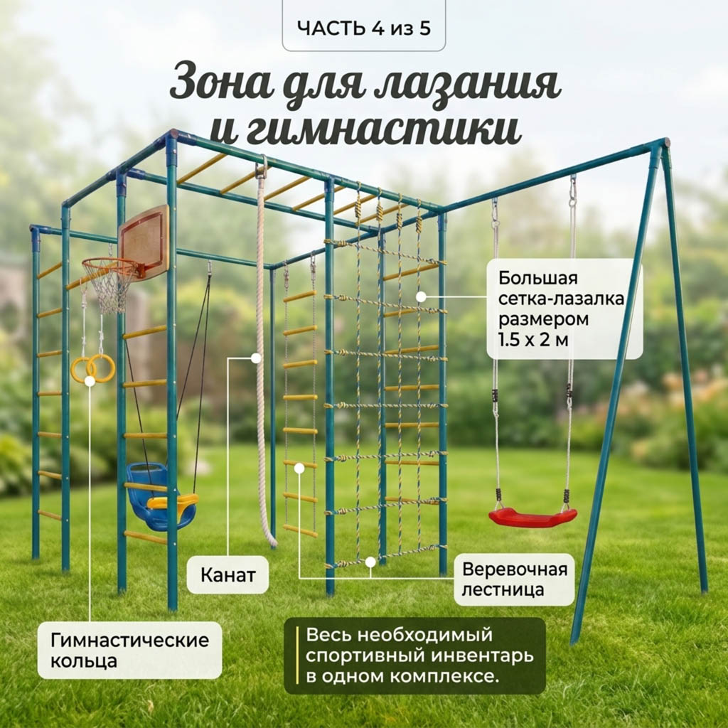 Детская площадка ЧЕ-СПОРТ ОПТИМА 1-5 2в1 качели-лодочка инфографика-4