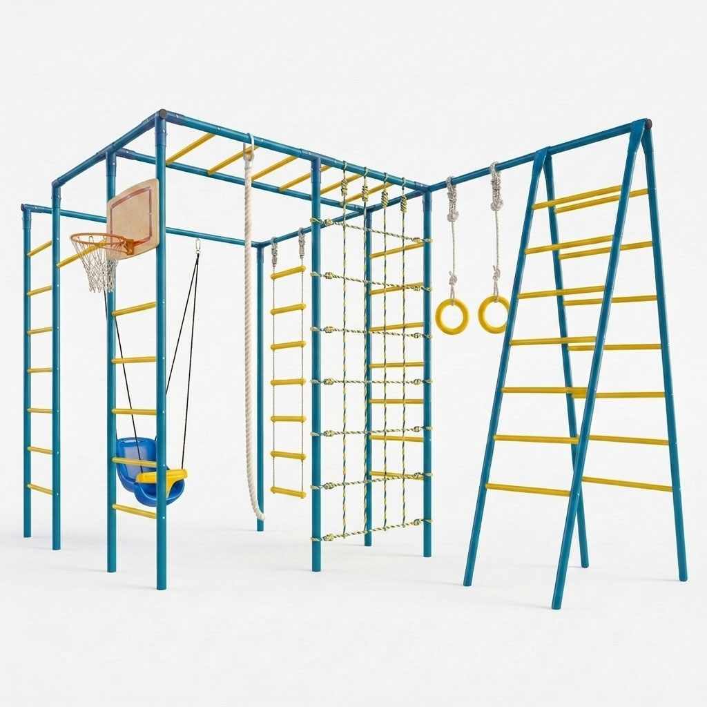 Детская площадка ЧЕ-СПОРТ ОПТИМА Классик 1-5Л КОНСТРУКТОР качели 2в1 БЕЛЫЙ ФОН